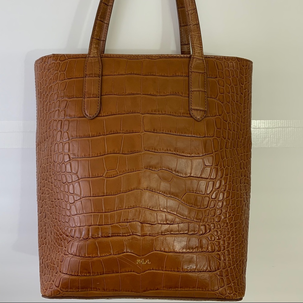 Ralph Lauren Brown Croc Print Bag